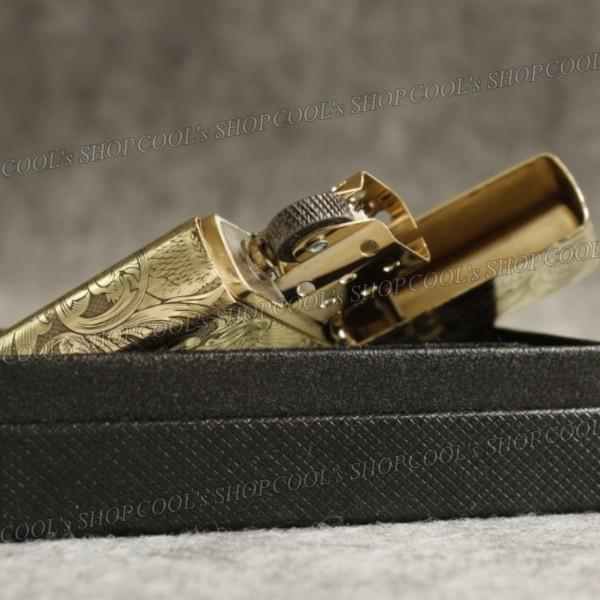 四面総彫り 昇り龍 和彫り デザイン オイルライター CHIEF ゴールド ZIPPO同サイズ ジッポ ジッポー 父の日 プレゼント 人気 送料無料 |  | 07