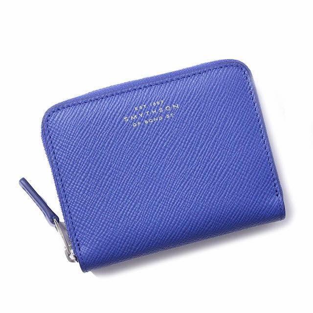 話題の行列 Panama 財布 Smythson スマイソン ブルー Panama ロゴ コインケース スマイソン Smythson パナマ R 全国送料無料 レディース ミニ財布 ウォレット 小銭入れ コバルトブルー コインケース ジップ 財布 Meorboston Org