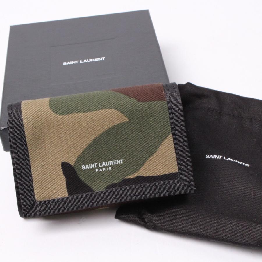 Saint Laurent Paris サンローラン パリ 財布 三つ折り財布 コンパクトウォレット 迷彩 カモフラージュ グリーン ミニ財布 コットン 全国送料無料 R R メンズファッション専門店tieshack 通販 Yahoo ショッピング