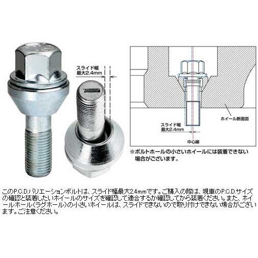 Bimecc輸入車用ホイールボルト/P.C.D.変換/ピッチ変換ボルト/17HEX 60°テーパー座/M12×P1.25/ビメックP.C.Dバリエーションラグボルト｜coolwheel｜03