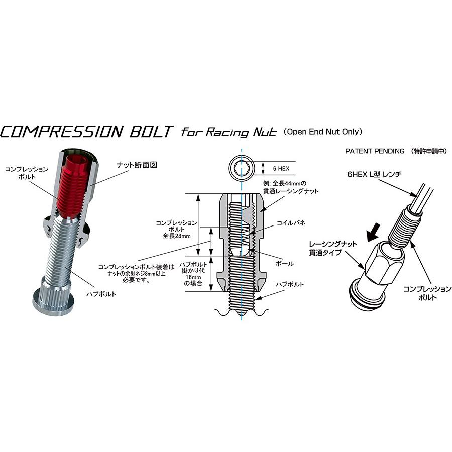 KYO-EI 日本製 ロング貫通ナット専用パーツ/全5色・コンプレッション