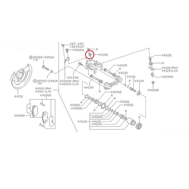 日産 純正部品 リアブレーキキャリパー ブリーダースクリュー s14 s15