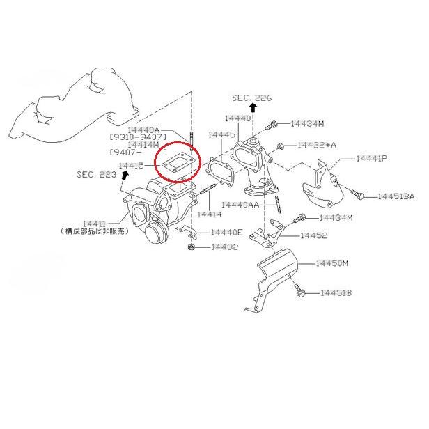 S13 s14 s15 SR20DET タービンインレット ガスケット シルビア 180SX |  | 01