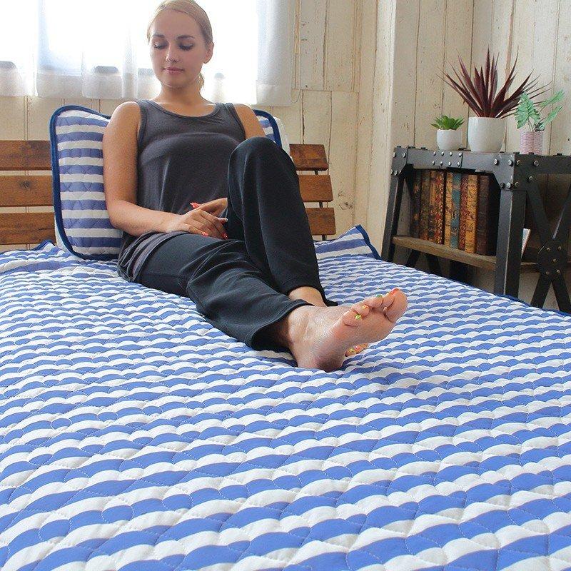 敷きパッド ダブル  冷感 接触涼感 ひんやり 涼しい 冷たい 簡単取り付け マリンボーダー マリーサ Marisa ギフト | ブランド登録なし | 03