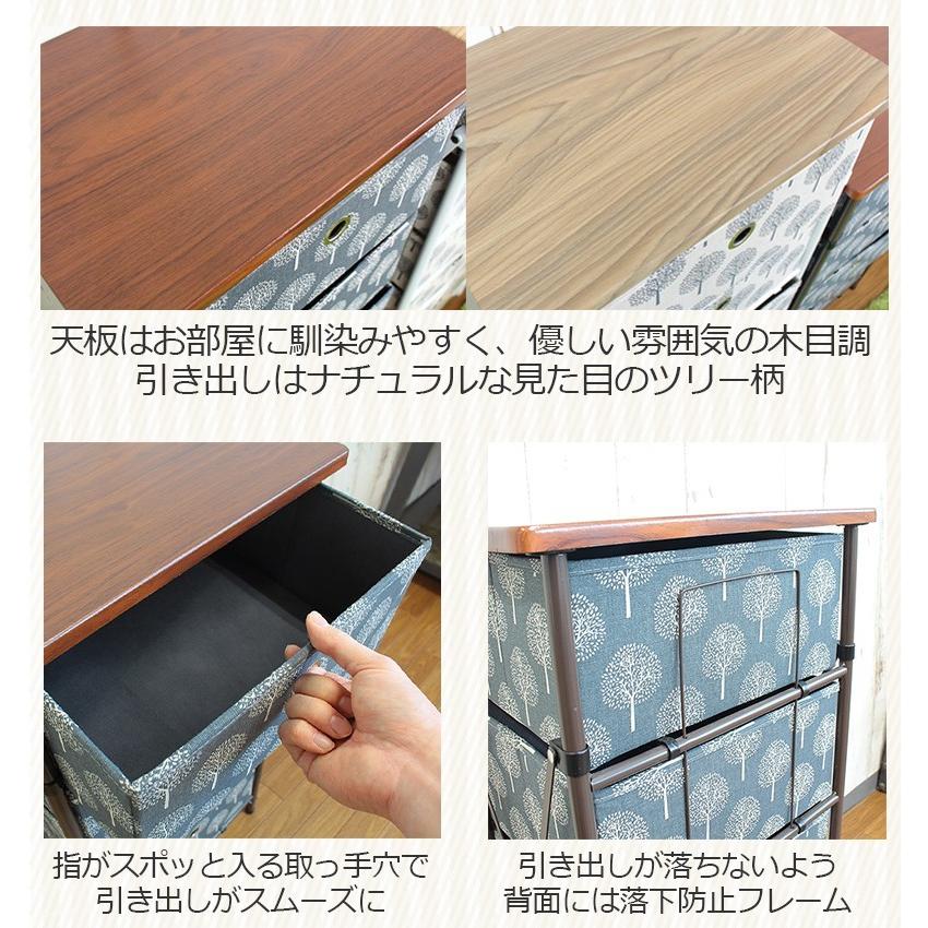 簡単組立チェスト リーチェ ５段　LFS-655　木目調天板ツリー柄 Riche | ブランド登録なし | 02