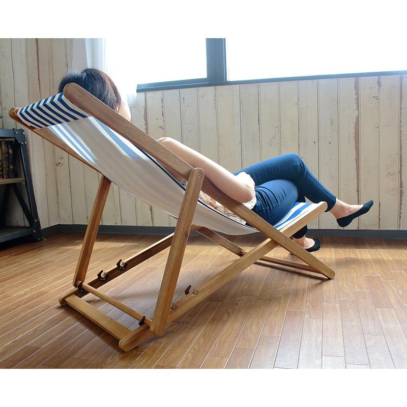 アウトドアチェア Chad チャド マリンボーダー デッキチェア : 眠りを