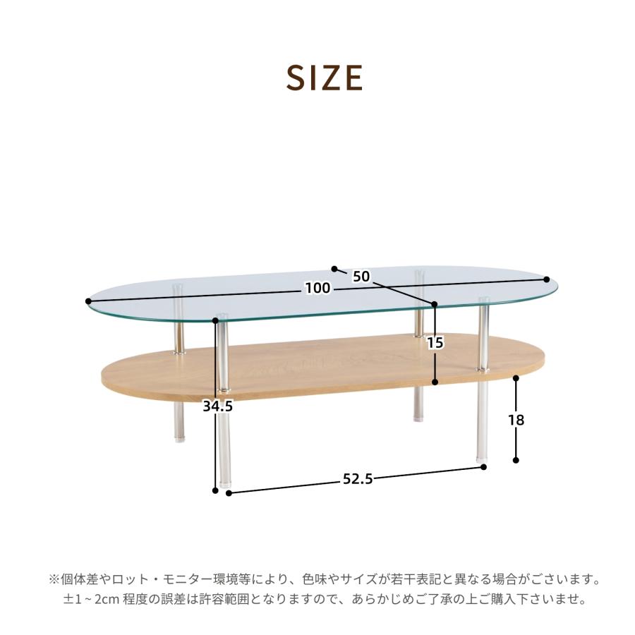 ガラステーブル 収納付き ローテーブル ガラス天板 2層収納付き