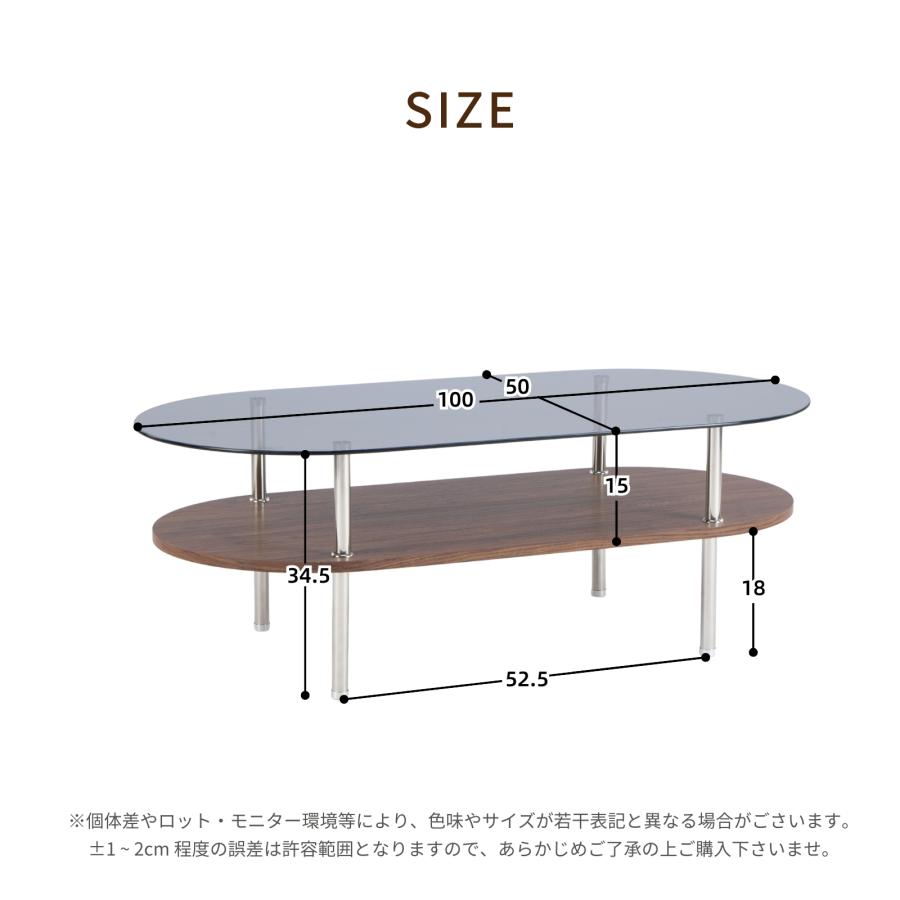 ガラステーブル 収納付き ローテーブル ガラス天板 2層収納付き