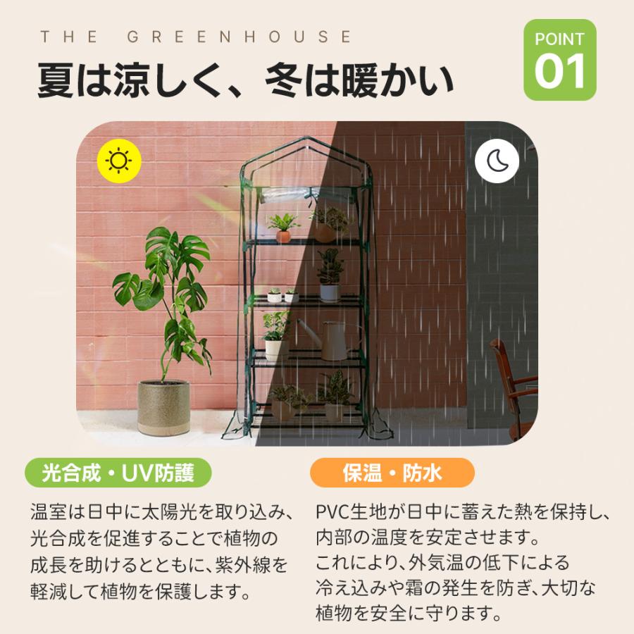 ビニール温室 4段 ベランダ 2枚カバー付き 69*48*160CM 温室 家庭用