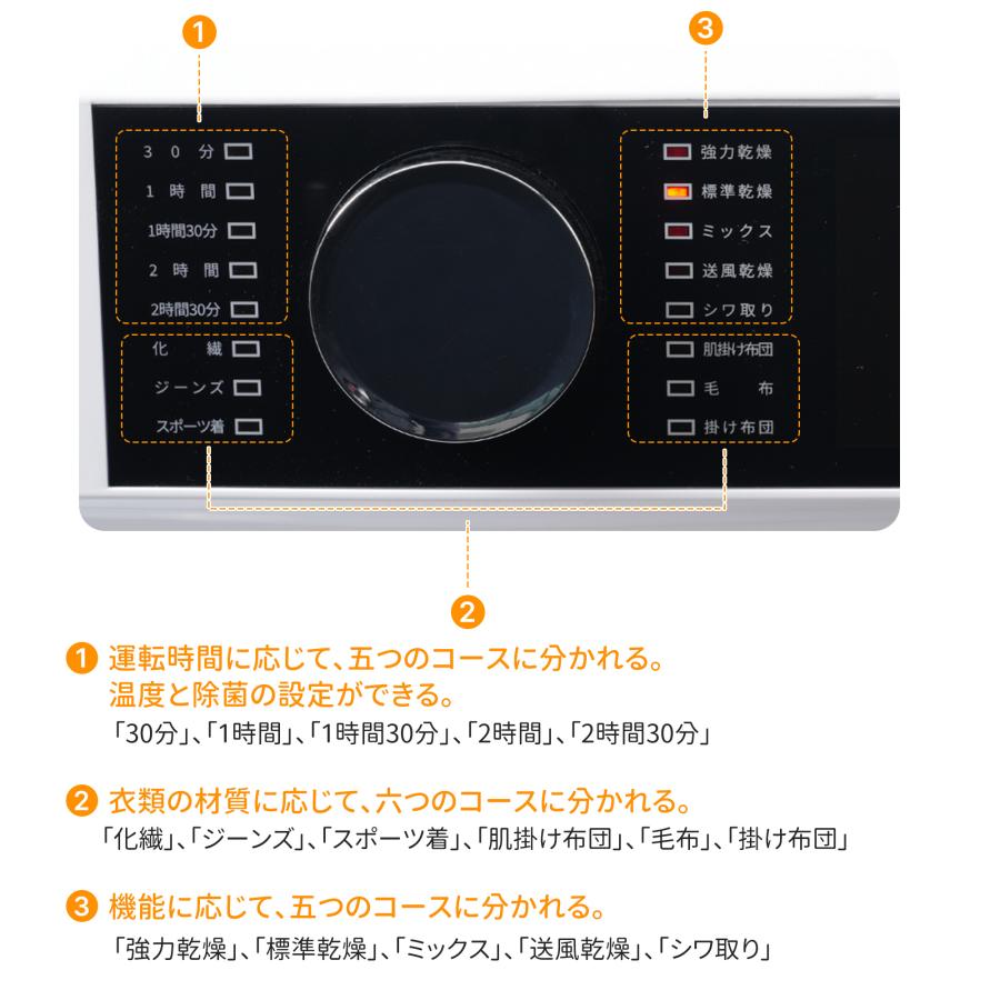 【UV/高温二重除菌】衣類乾燥機 9kg 家庭用 大容量乾燥機 自動乾燥 温度調節 除湿 高温除菌 衣類 乾燥 1人暮らし ドラム式 布団乾燥 湿気対策 梅雨 カビ対策の画像