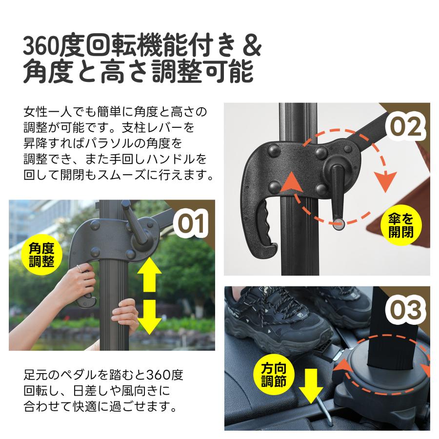 【直径300cm 30+UPF紫外線対策】角度調整 2層 パラソル ガーデンパラソル 風に強い 長方形 大型 ビーチパラソル ガーデニング 庭 キャンプ 日傘 家庭 商業の画像