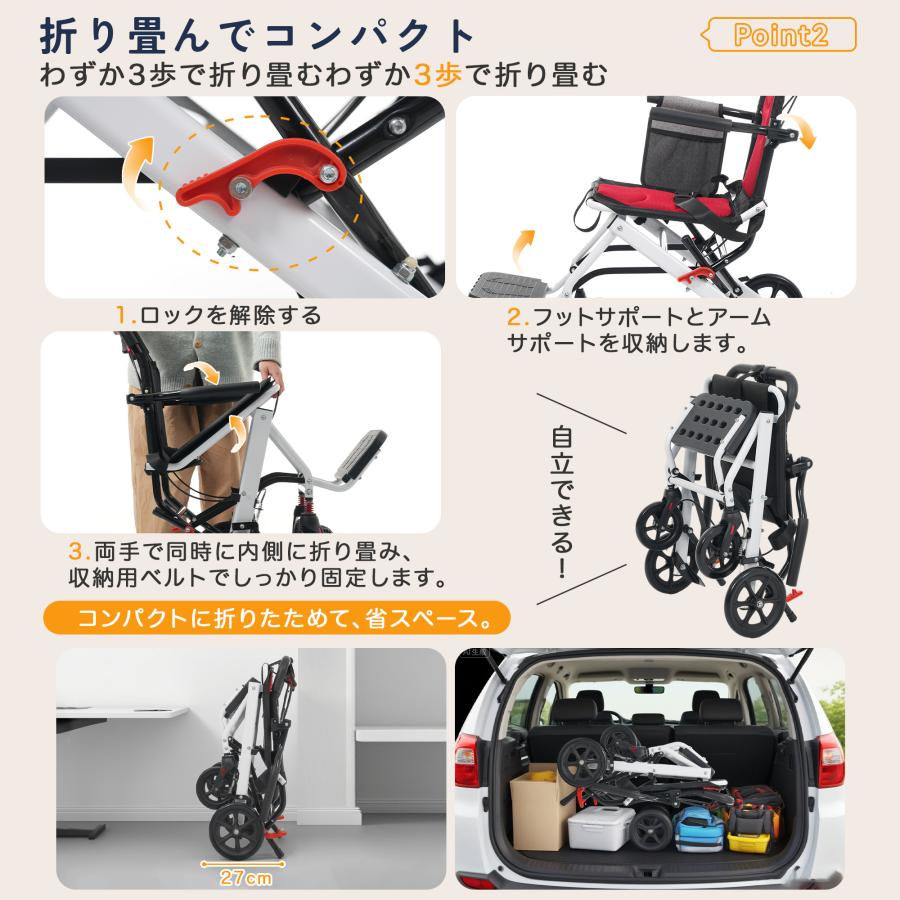飛行機持ち込み】 車椅子 超軽量 折りたたみ コンパクト 自立式 介護