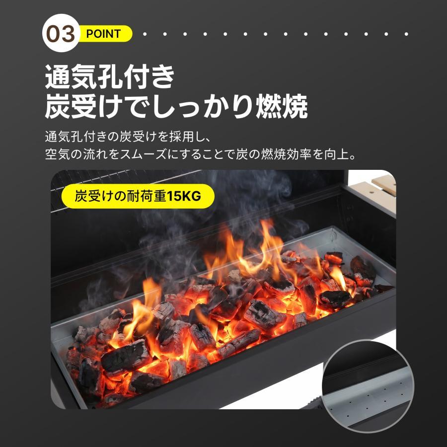 バーベキューコンロ 焼き網 温度計 多用棚板 8-12人用 燻製 温度計で