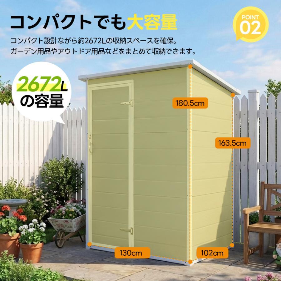 2026新作】樹脂製物置 屋外 戸外収納庫 PP樹脂製 窓付き 床板付き 倉庫