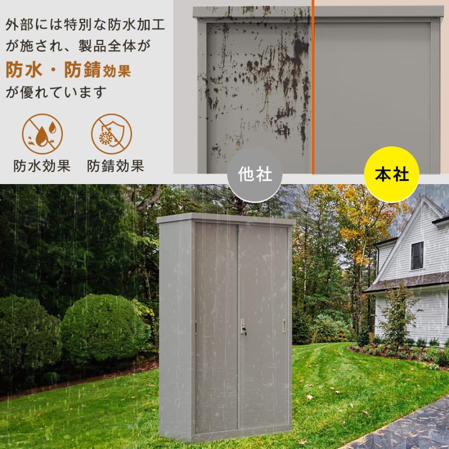 【収納ラック付き】戸外収納庫　防水・防錆　スチール物置　BLACK レビュー特典付き】【再入荷】物置 屋外 スチール 倉庫 収納可能 戸外