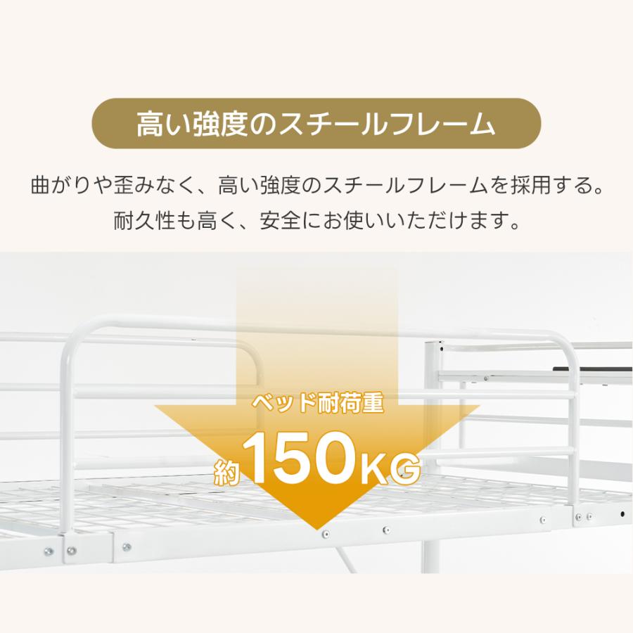 ロフトベッド パイプベッド 宮棚付き シングル コンセント付き