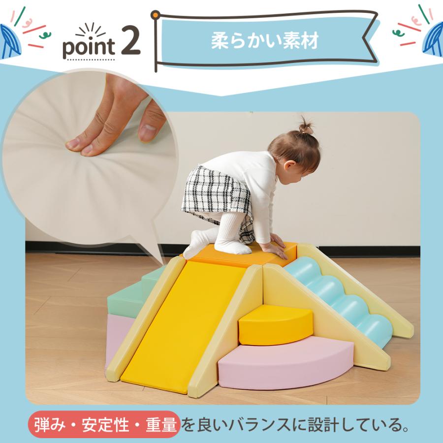 【爆買ウルトラSALE★ボーナスストア＋4％】【7点セット】ソフトブロック アスレチック ブロック クッション滑り台&階段 布製 大型 室内 遊具  キッズス |  | 06