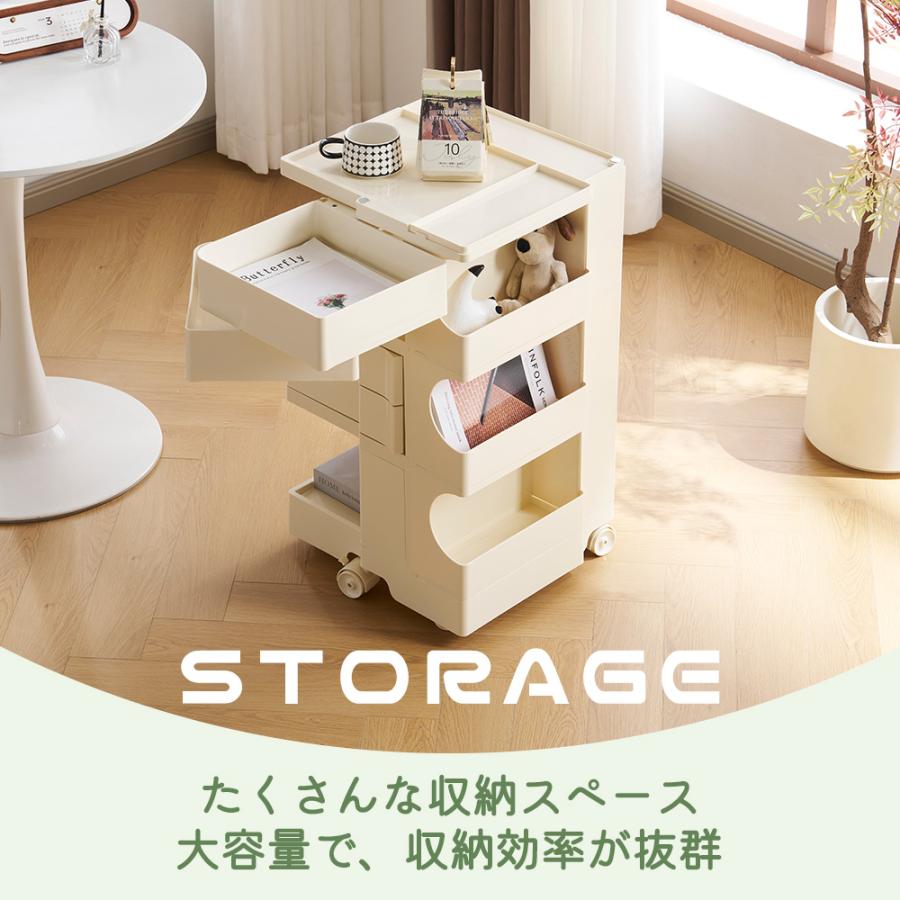 TUIYIDUO 回転式収納ワゴン 3段トレイ キャスター付き (ホワイト) 300円クーポン利用！】【レビュー特典付き】ワゴン キャスター付き 2段