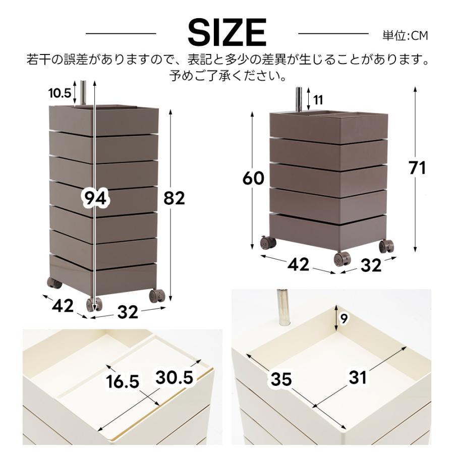 ワゴン キャスター付き 5段 7段 トレイ おしゃれ 回転 回転式 キッチン