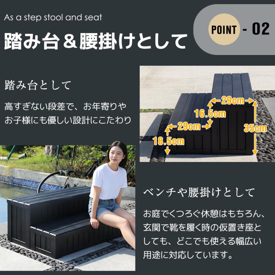 屋外収納ボックス 戸外収納庫 防水/耐侯 W93*D57*H35 100L 収納可能 踏み台タイプ 組み立て簡単 樹脂製 置き配 屋外 ストッカー ガーデン/庭/ベランダ 頑丈の画像