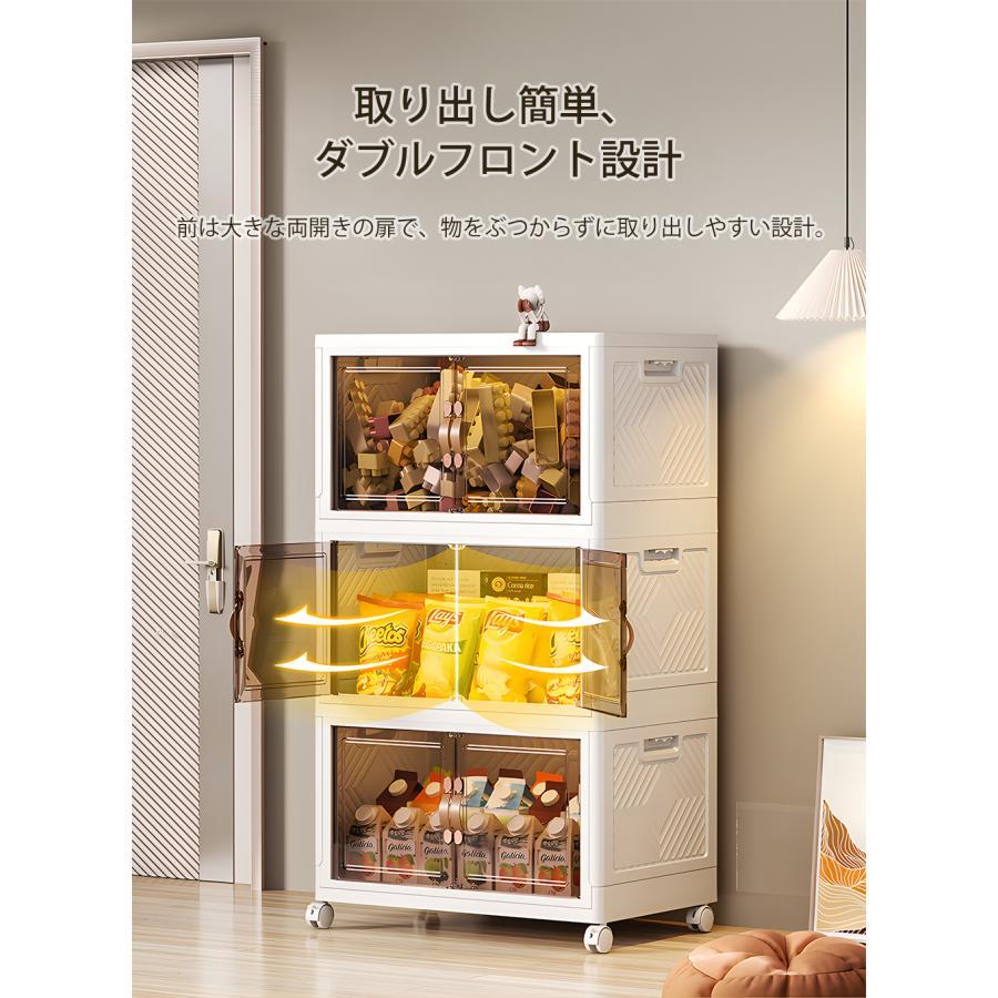 全店5%OFFクーポン利用！】収納ボックス 前開き 4段 キャスター付き