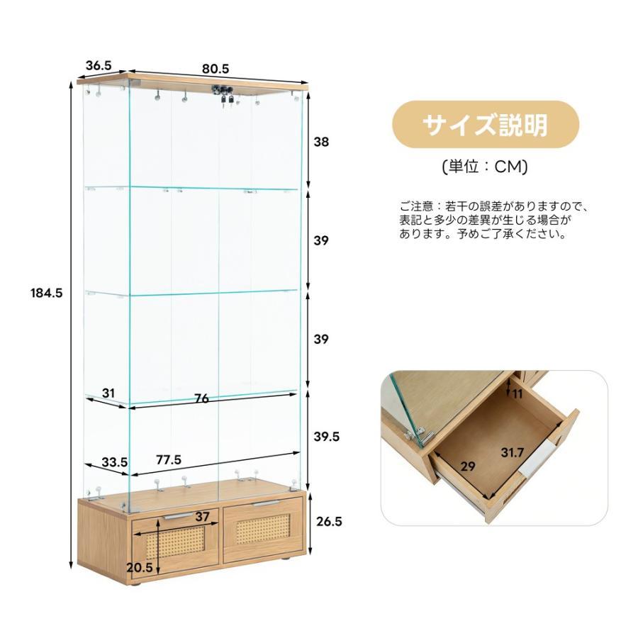 コレクションケース 引き出し付き 両扉タイプ 大型 高さ184.5cm ワイド