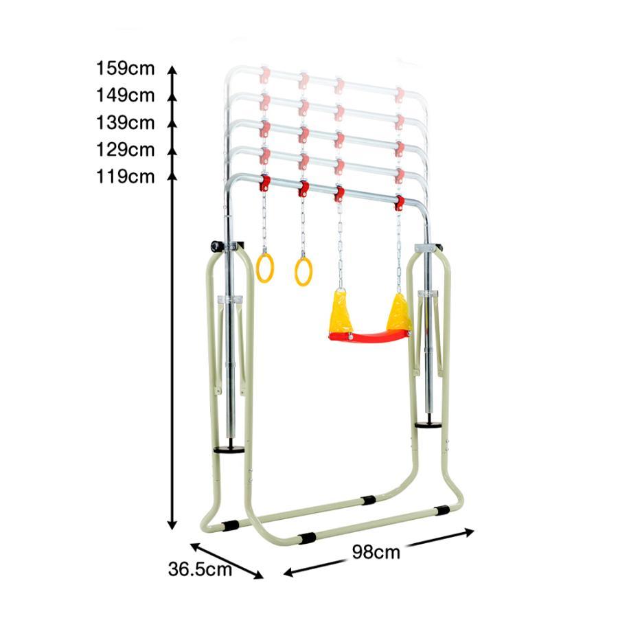 鉄棒 室内 屋外 折りたたみ 3in1 吊り輪 ブランコ ぶら下がり 折り畳み 高さ調節 子供用 子供 キッズ こども用 鉄棒練習 誕生日 プレゼント｜coomo-jp｜08