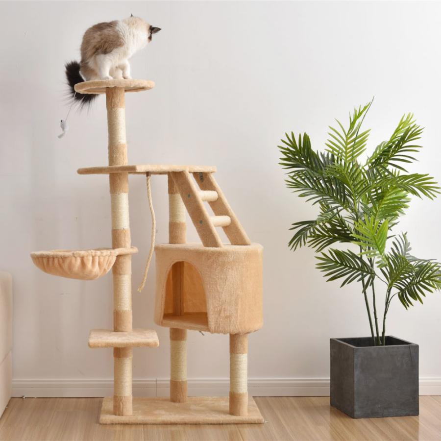 特価セール】キャットタワー 据え置き 可愛い 麻紐 爪とぎボール 猫