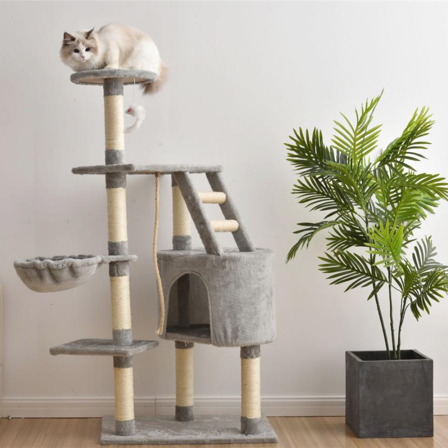 キャットタワー 据え置き麻紐多頭飼い 段階爪とぎ 全面麻紐猫用品