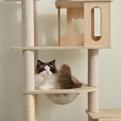 キャットタワー猫透明宇宙船階段頑丈安定感据え置き多頭飼い 猫