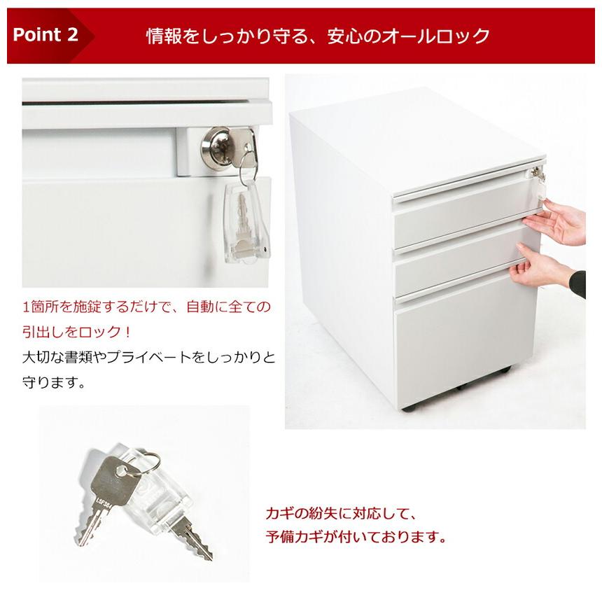 ボナースストア+5%☆11/30迄／デスクワゴン 完成品 3段 A4 大容量