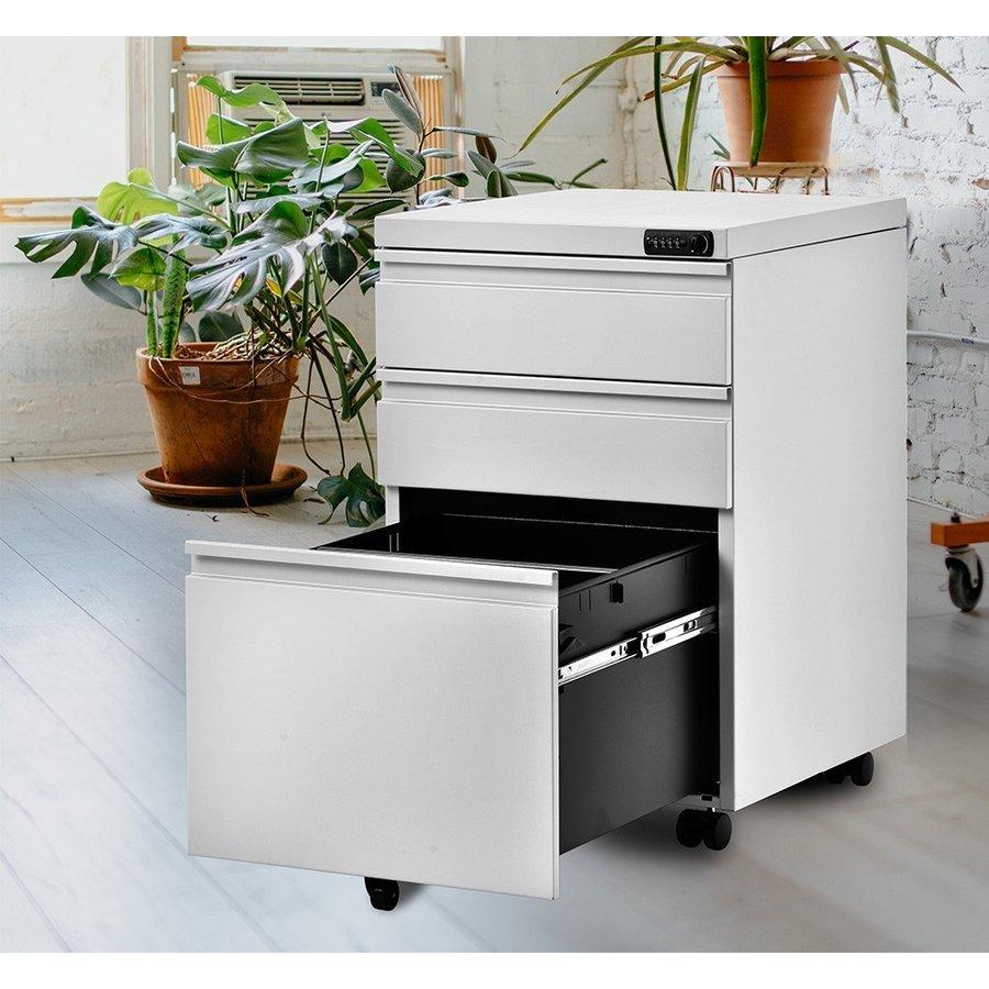 デスクワゴン サイドワゴン ラック ダイヤル錠 キャスター付き 脇机  