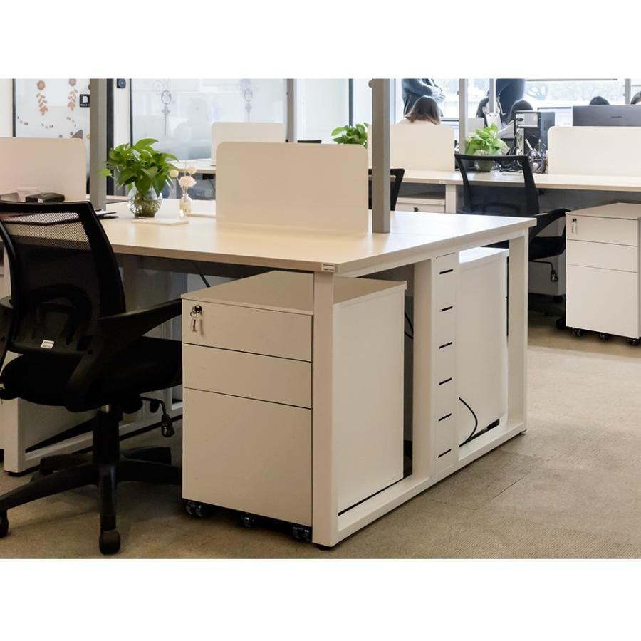 デスクワゴン サイドワゴン ラック 完成品 鍵付き キャスター付き 脇机