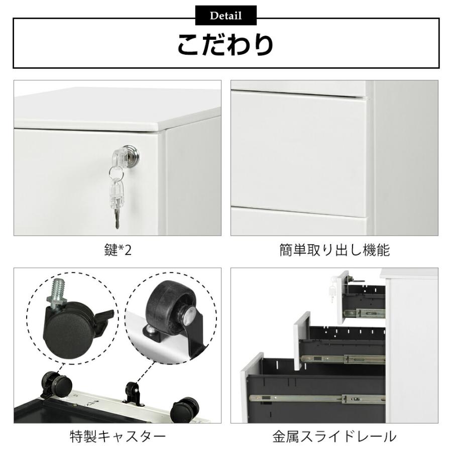 スリムワゴン デスクワゴン サイドワゴン オフィスワゴン ワゴン 鍵付き キャスター付き 脇机 オフィス 収納 スチール ペントレー オールロック  A4 ファイルの画像