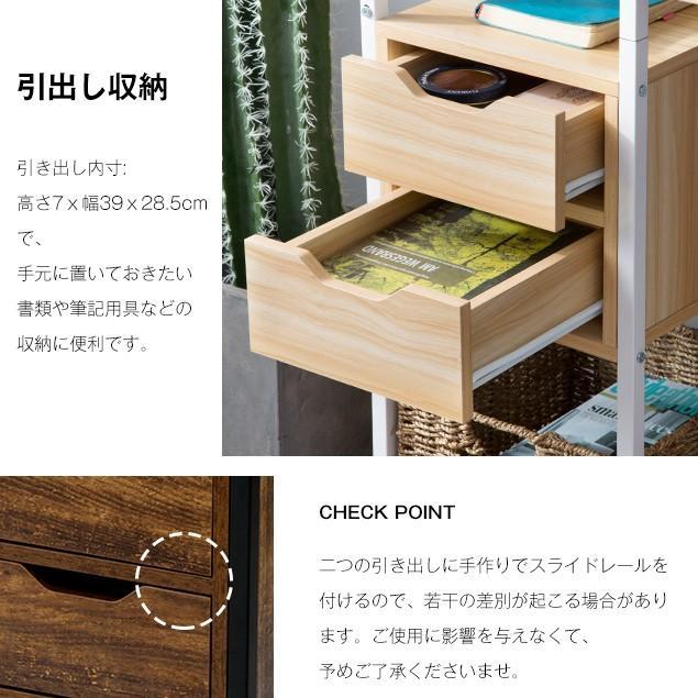 ラック左右放置可】パソコンデスク 引き出し付き 3段シェルフ付 PC