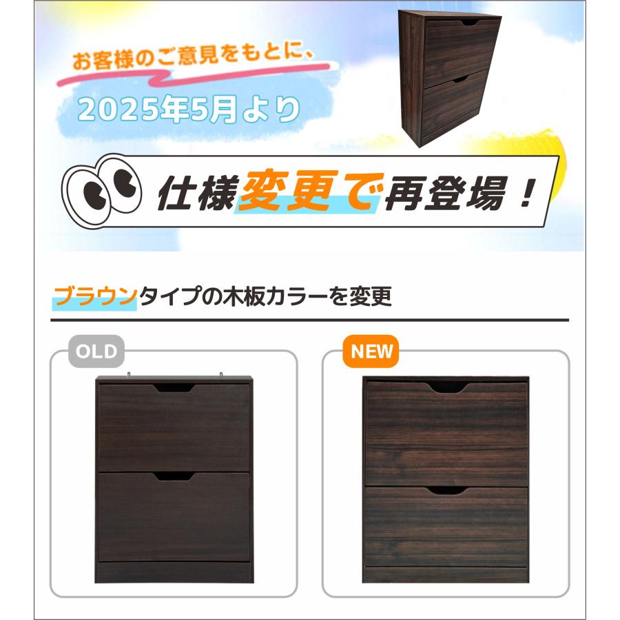 シューズボックス 2段 2層 下駄箱 奥行き24cm 超薄型 シューズラック