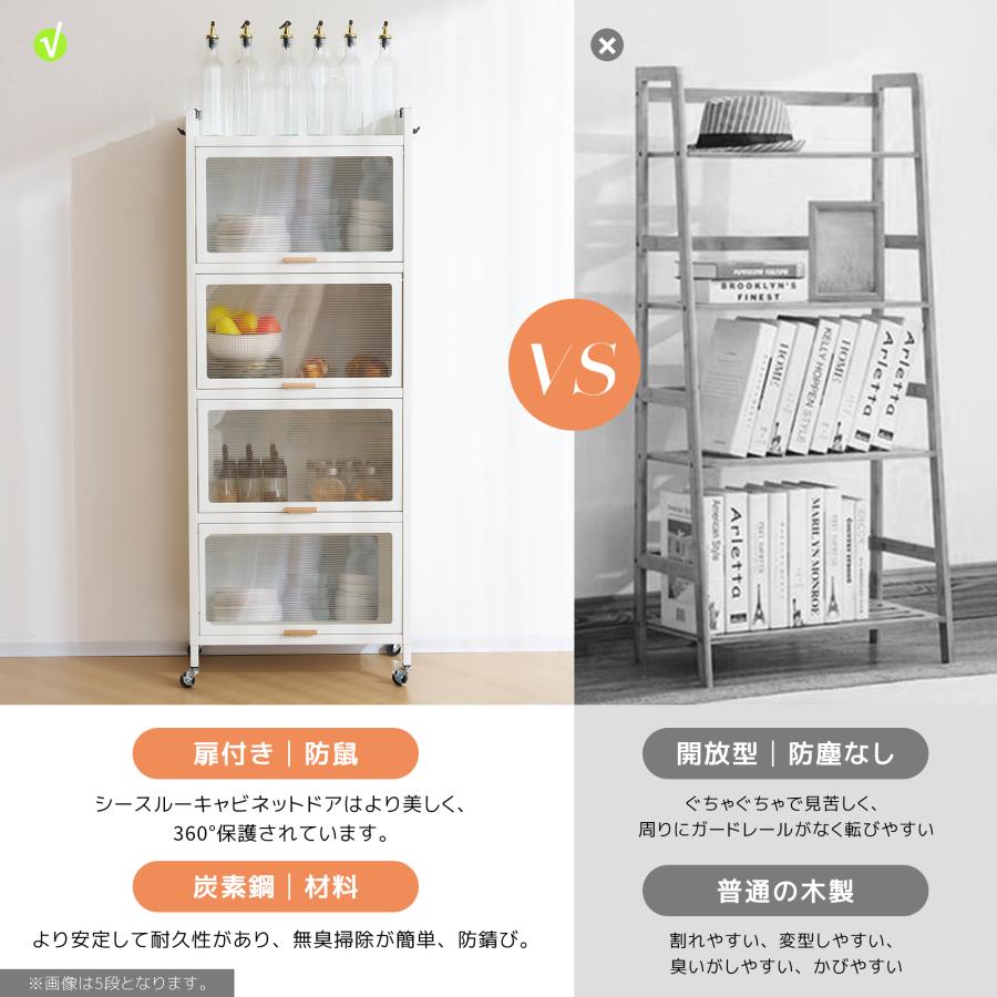 食器棚 キッチン 収納 本棚 オープンラック 収納棚 大容量 透明