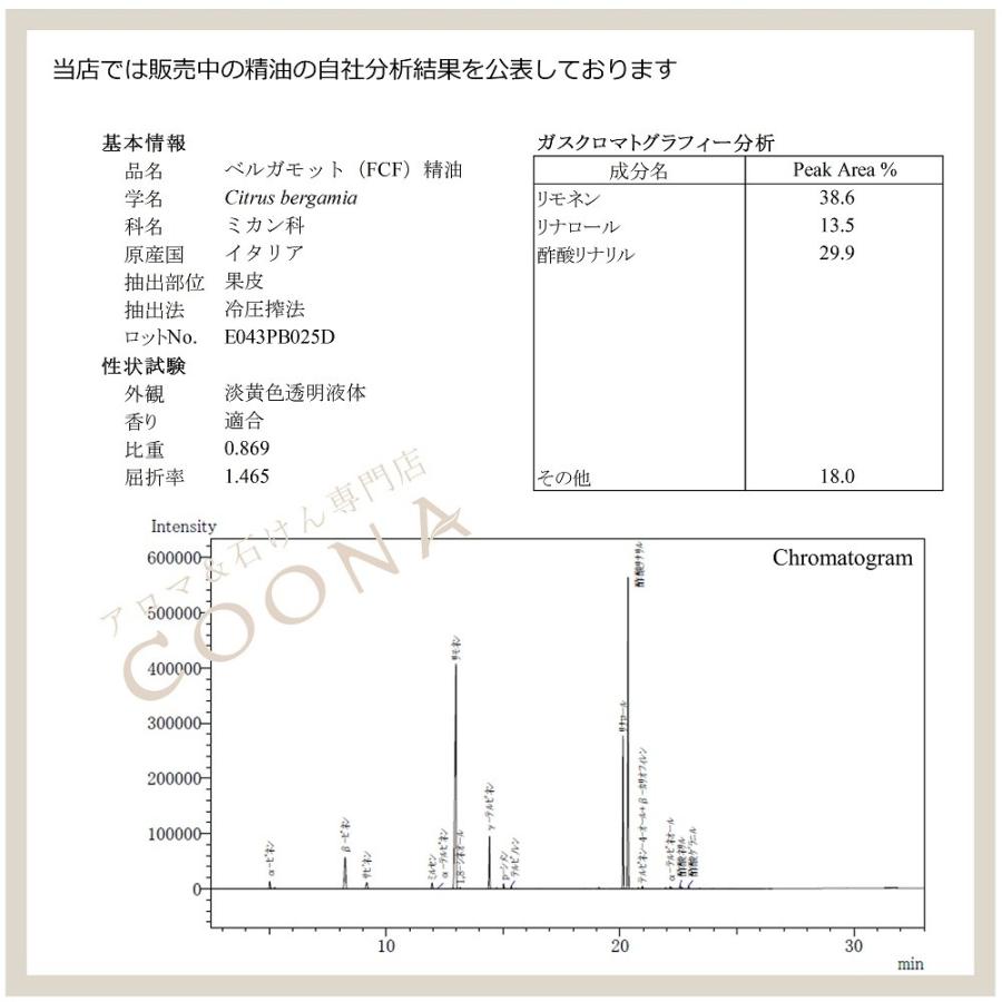 精油 エッセンシャルオイル アロマオイル  ベルガモット (FCF)  アロマ オイル 10ml 【100％ 天然】Bergamot FCF｜coona｜02