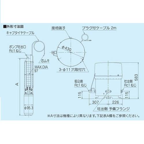 テラル 25TWS-T6.4S-7(地上部+水中部) 深井戸用圧力タンク式 テラル 25TWS-T6.4S-7(地上部+水中部) 深井戸用圧力タンク式