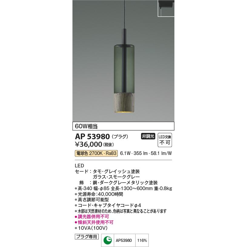 AP 53980 ペンダントライト KOIZUMI（コイズミ） コイズミ照明 AP53980 ペンダント 非調光 LED一