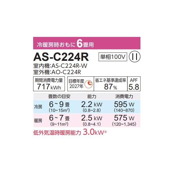 富士通 AS-C224R エアコン 6畳 ルームエアコン Cシリーズ 富士通 AS-C224R エアコン 6畳 ルームエアコン Cシリーズ