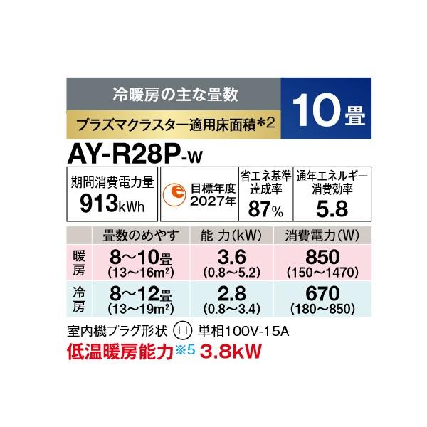 SHARP（シャープ） AY-R28P-W エアコン 10畳 ルームエアコン Pシリーズ