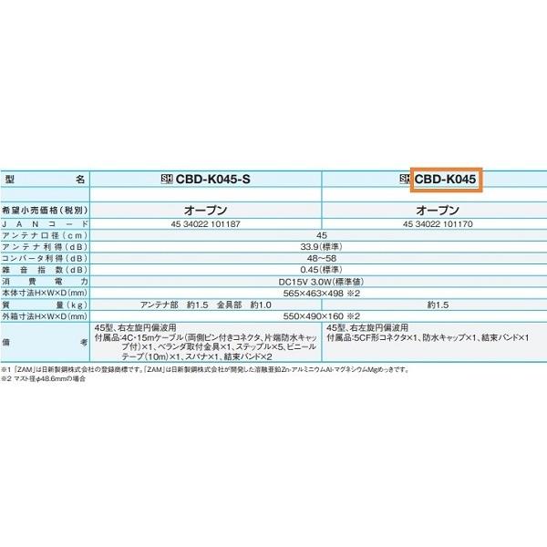 サン電子 CBD-K045 BS・110度CSアンテナ 45cm型 新4K8K衛星放送対応