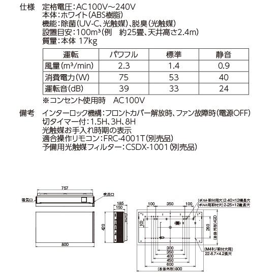 東芝ライテック 東芝 CSD-BKC100B ウイルス抑制・除菌脱臭用UV-LED