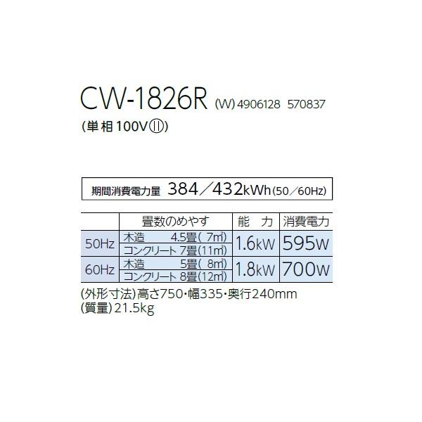 CORONA（コロナ） CW-1826R(W) ウインドエアコン ReLaLa 単相100V 冷房