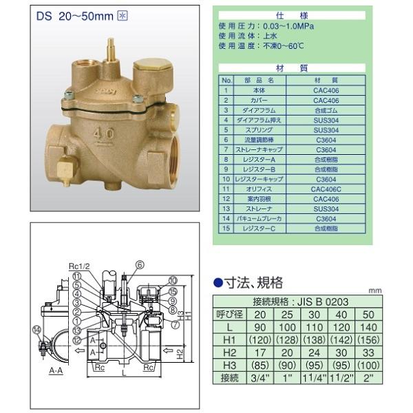 兼工業 定水位弁・子弁 一般用 ストレート型(子弁20Aセット) DS 40 □_1