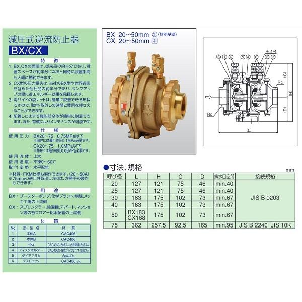 兼工業 減圧式逆流防止器 CX(低圧損型) CX 40 [□] : coordiroom