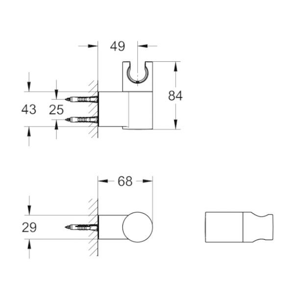 GROHE（グローエ） 27055000 シャワー＆シャワーシステム シャワーパーツ シャワーホルダー 角度可変タイプ クローム ...