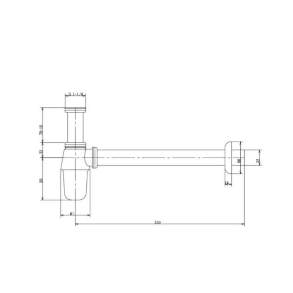 グローエ　JP190800　パーツ　クローム　トラップ寸法350mm　4”　ボトルトラップ　[■]