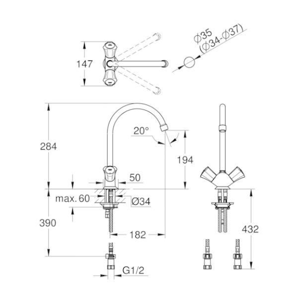 GROHE（グローエ） JP258002 キッチン水栓 コスタ 2ハンドルキッチン 